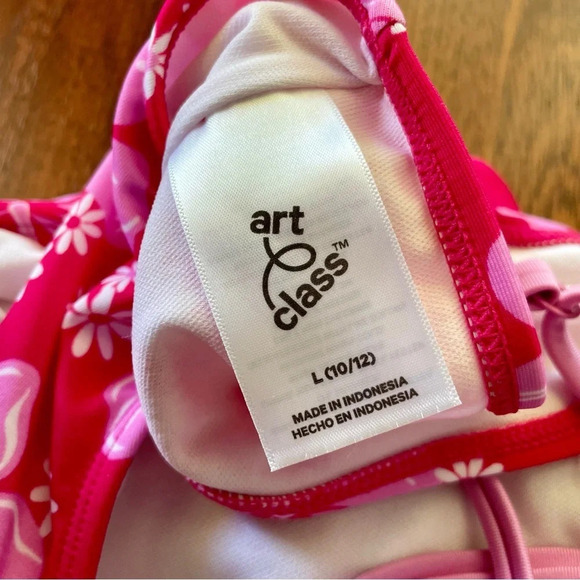Art Class Girls' Simply Hibiscus One Piece Swimsuit Pink L (10/12) NWT - Picture 8 of 8